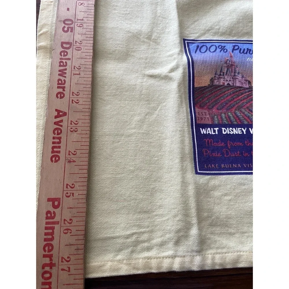Disney World Souvenir Terry Cloth Towel Printed 1990s Yellow WDW 26.5 X 16.5